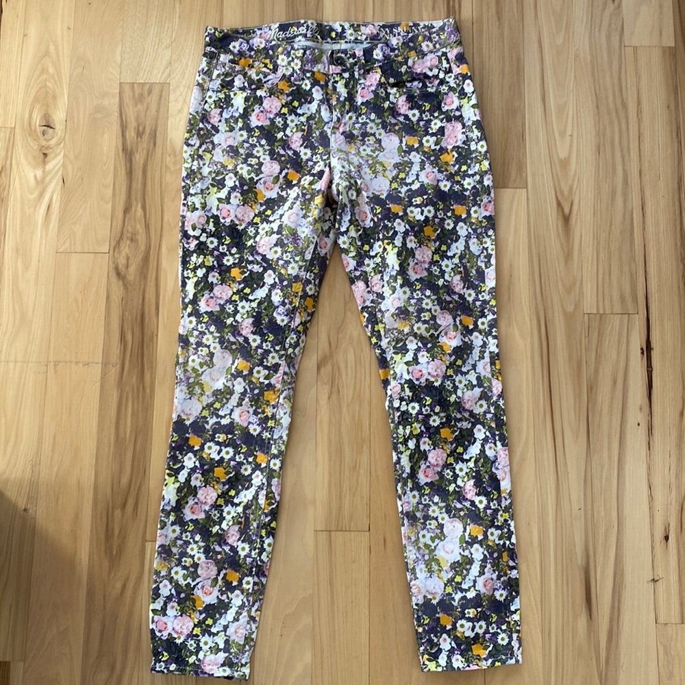 Madewell Skinny skinny ankle colorful boho flowery 5 pocket jeans 28 stretch EUC